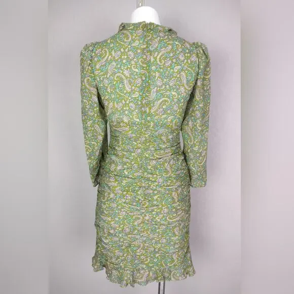 VERONICA BEARD Shala Ruched Paisley Ruffle Dress Size 4 - Picture 4 of 16